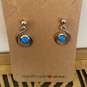 New Silver and Blue Opal Earrings